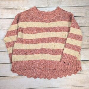 POL Striped Distressed oversized Freddy style Grunge‎ sweater Women's Large